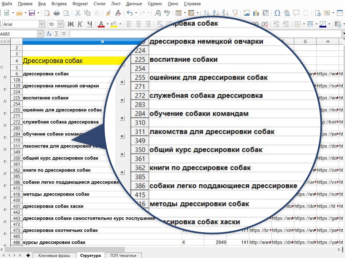 Сбор семантического ядра для информационного сайта